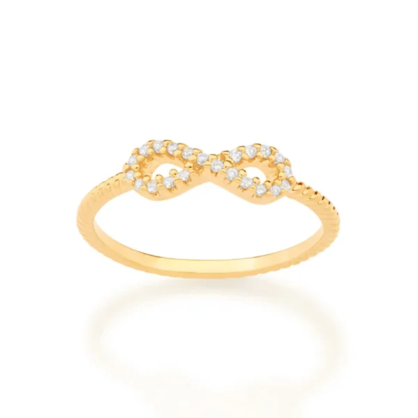 ANEL SKINNY RING INFINITO BANHADO A OURO 18K COM ZIRCONIAS