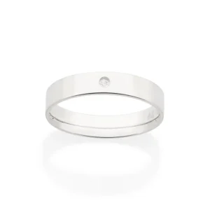 ALIANCA DE PRATA 925 LISA COM 1 ZIRCONIA