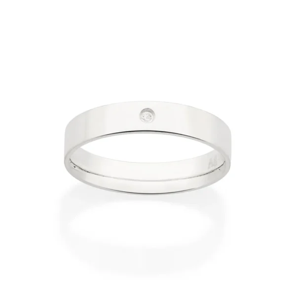 ALIANCA DE PRATA 925 LISA COM 1 ZIRCONIA