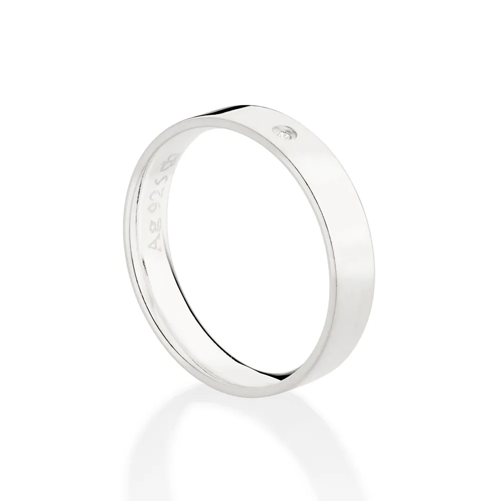 ALIANCA DE PRATA 925 LISA COM 1 ZIRCONIA1