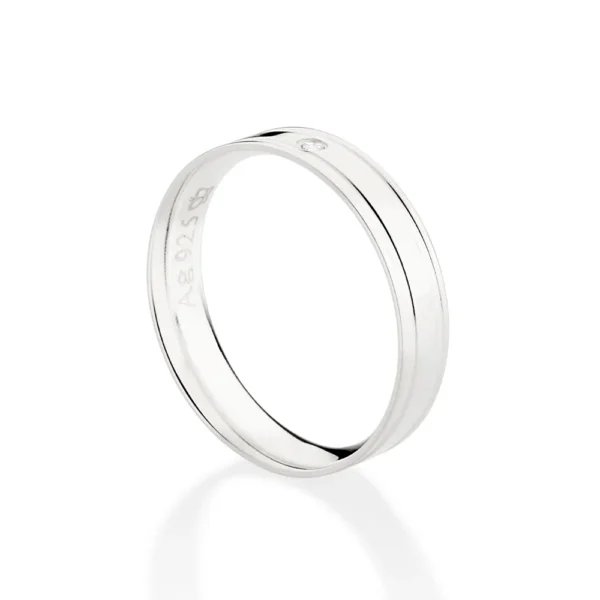 ALIANCA DE PRATA 925 LISA COM ZIRCONIA1