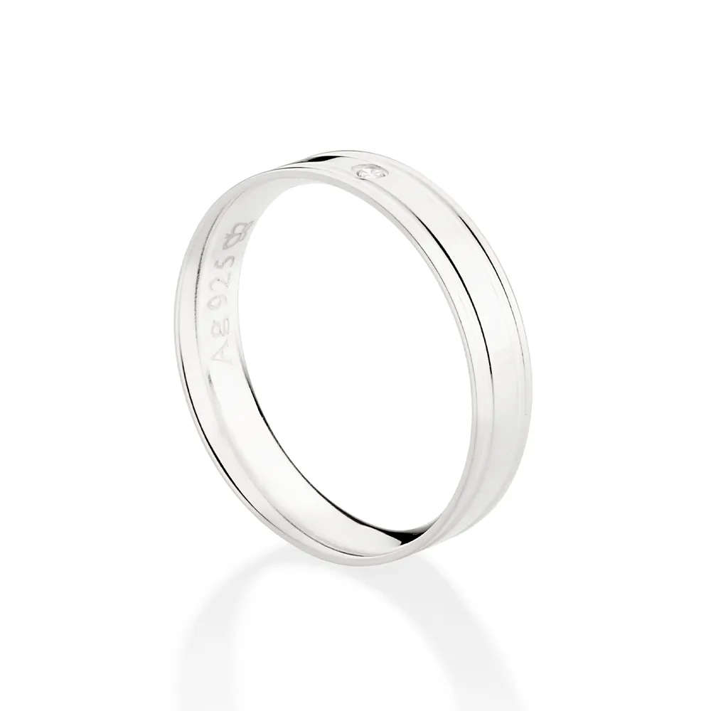 ALIANCA DE PRATA 925 LISA COM ZIRCONIA1