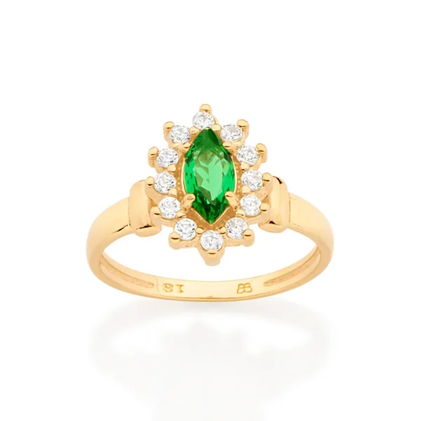 ANEL FORMATURA BANHADO A OURO 18K COM ZIRCONIAS E CRISTAL