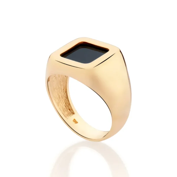 ANEL QUADRADO COM ACRILICO BANHADO A OURO 18K1