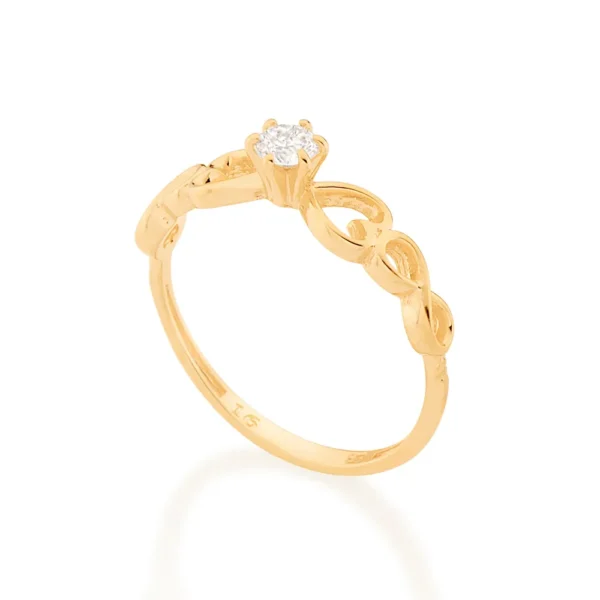 ANEL SOLITARIO AMOR ETERNO BANHADO A OURO 18K1