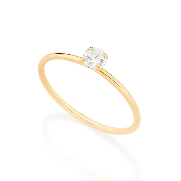 ANEL SOLITARIO BANHADO A OURO 18K COM ZIRCONIA