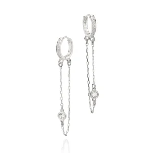 BRINCO ARGOLA DE PRATA 925 COM ZIRCONIAS