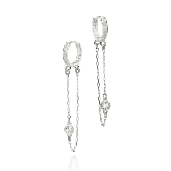 BRINCO ARGOLA DE PRATA 925 COM ZIRCONIAS