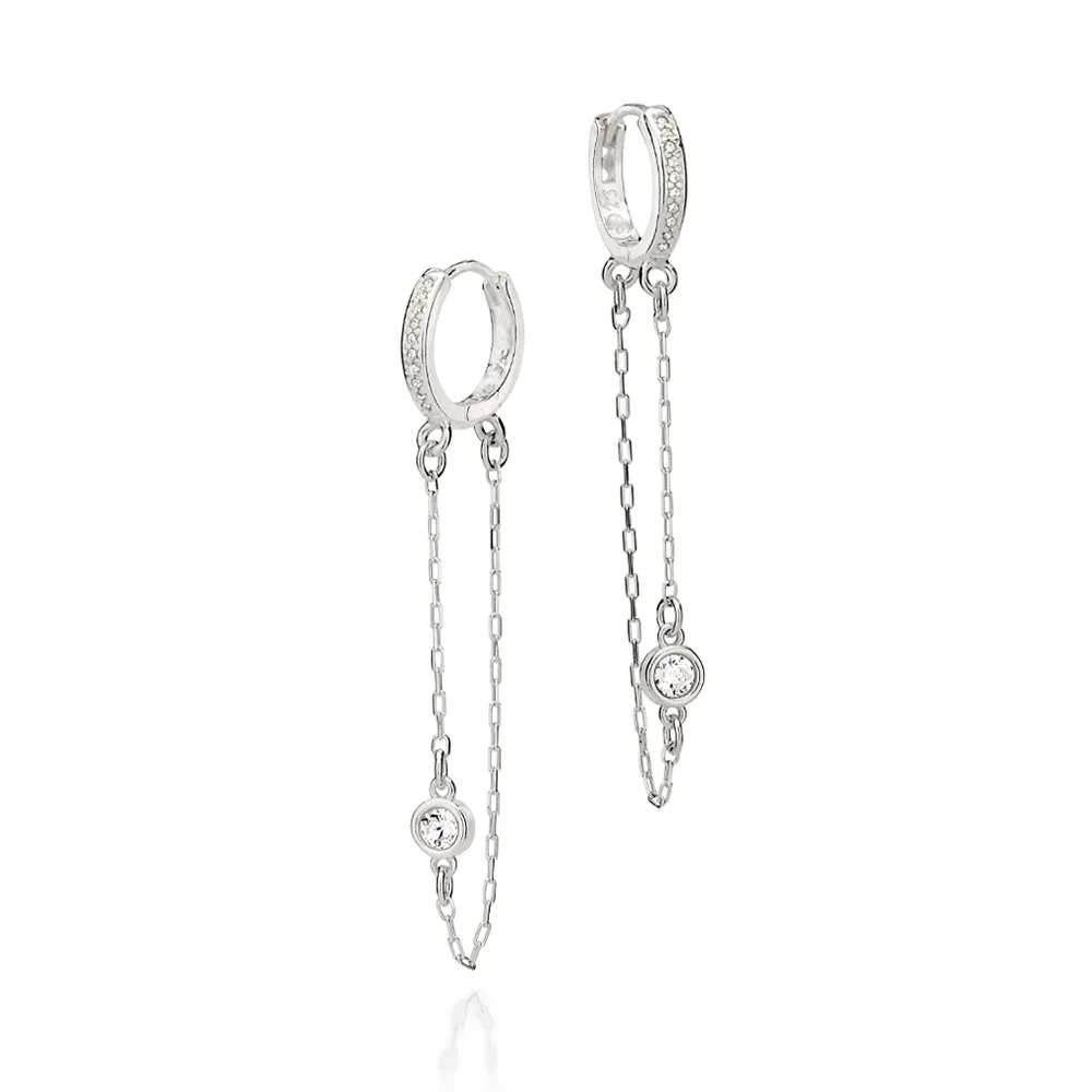 BRINCO ARGOLA DE PRATA 925 COM ZIRCONIAS