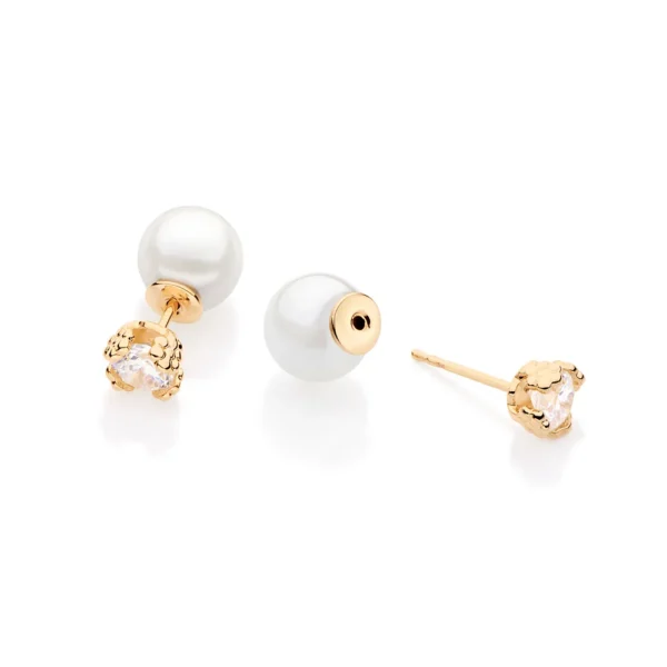 BRINCO BANHADO A OURO 18K COM ZIRCONIAS E PEROLAS SINTETICAS1