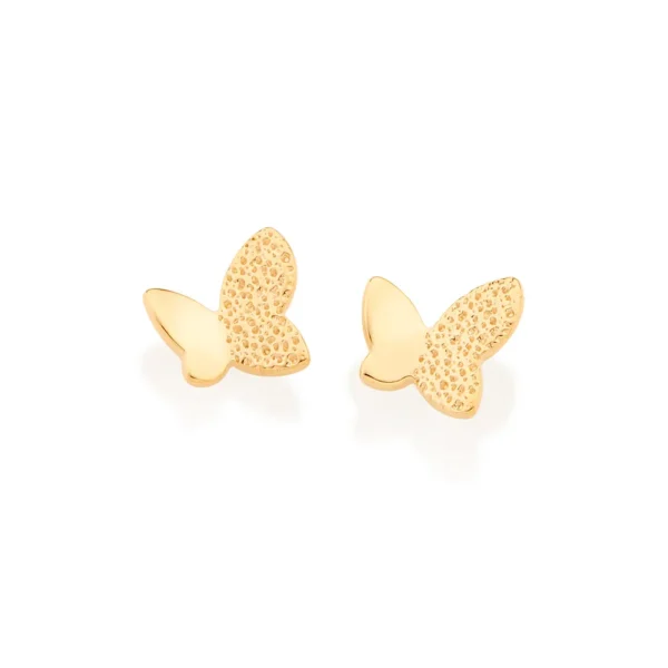 BRINCO BORBOLETA BANHADO A OURO 18K