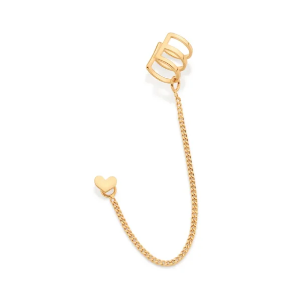 BRINCO CORACAO COM PIERCING DE PRESSAO BANHADO A OURO 18K