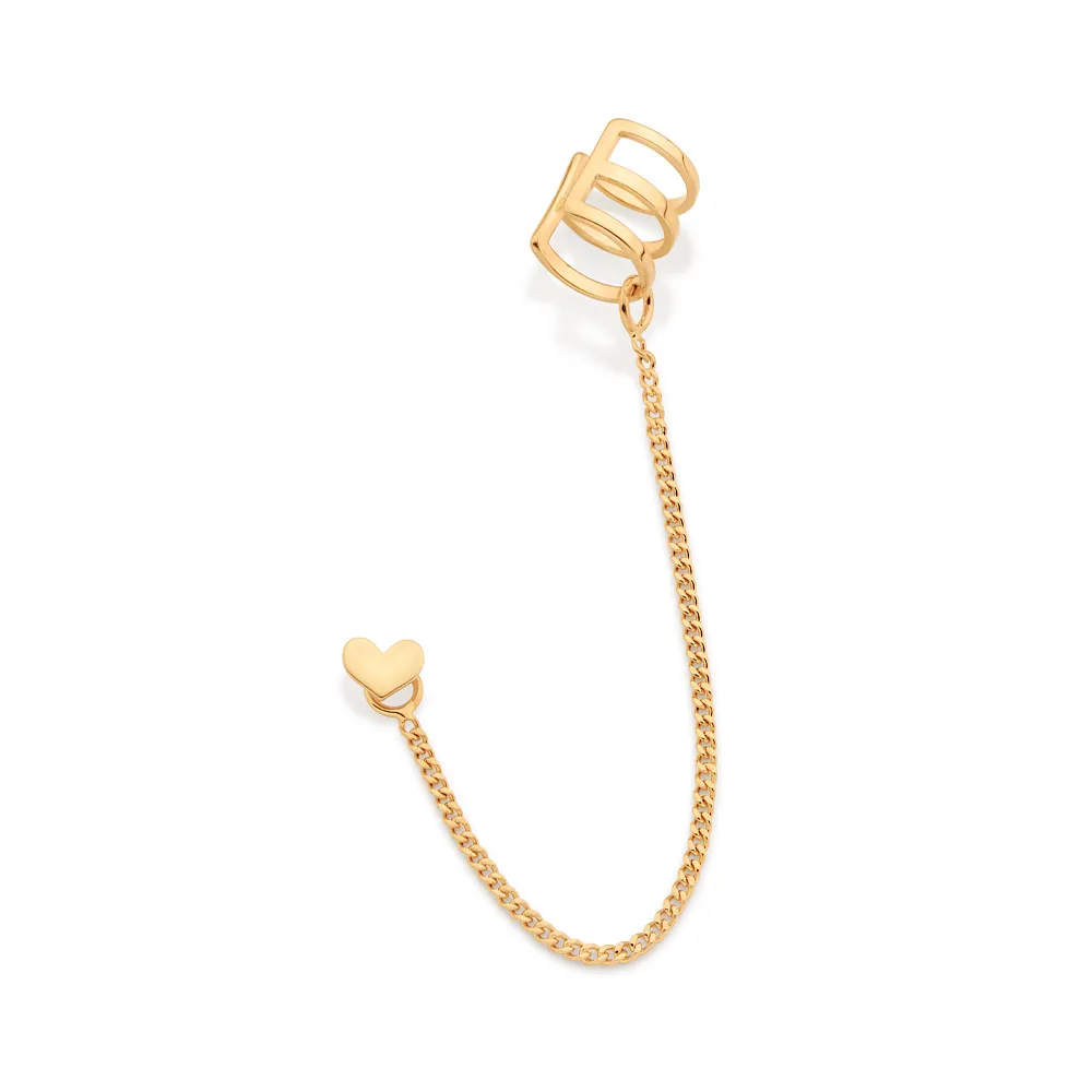 BRINCO CORACAO COM PIERCING DE PRESSAO BANHADO A OURO 18K