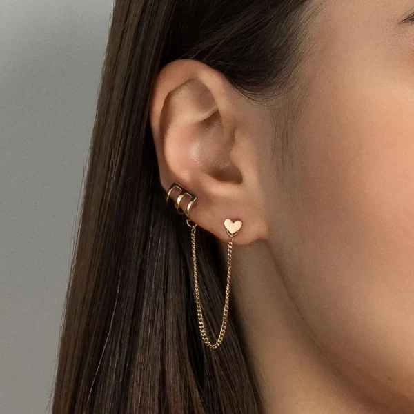 BRINCO CORACAO COM PIERCING DE PRESSAO BANHADO A OURO 18K2