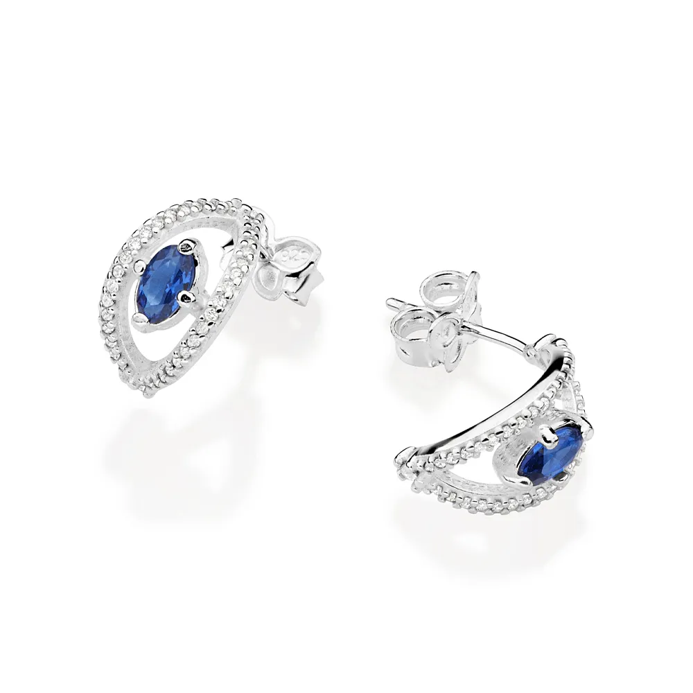 BRINCO MEIA ARGOLA OLHO GREGO DE PRATA 925 COM ZIRCONIAS1