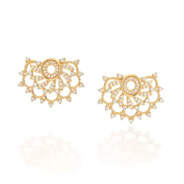BRINCO MEIA FLOR DE LOTUS BANHADO A OURO 18K COM ZIRCONIAS1