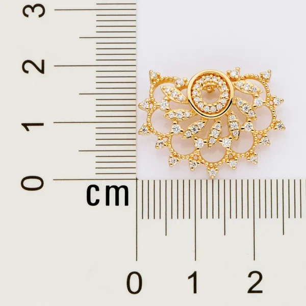 BRINCO MEIA FLOR DE LOTUS BANHADO A OURO 18K COM ZIRCONIAS2