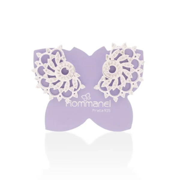 BRINCO MEIA FLOR DE LOTUS DE PRATA 925 COM ZIRCONIAS4