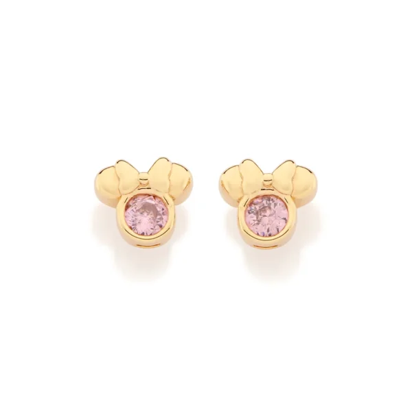 BRINCO MINNIE BABY BANHADO A OURO 18K COM ZIRCONIAS