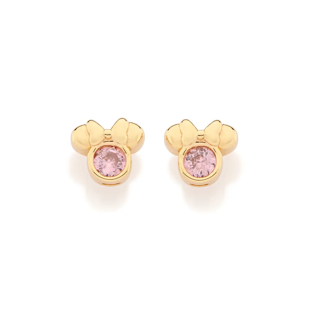 BRINCO MINNIE BABY BANHADO A OURO 18K COM ZIRCONIAS