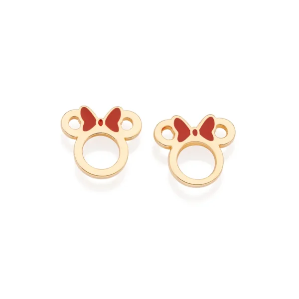 BRINCO MINNIE BANHADO A OURO 18K COM APLICACAO DE RESINA
