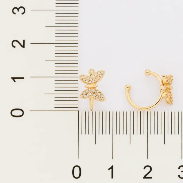 BRINCO PIERCING DE PRESSAO BORBOLETA BANHADO A OURO 18K COM ZIRCONIAS1