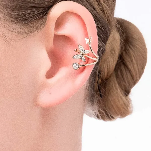 BRINCO PIERCING DE PRESSAO BORBOLETAS BANHADO A OURO 18K COM ZIRCONIAS2