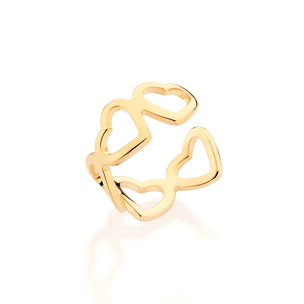 BRINCO PIERCING DE PRESSAO CORACAO BANHADO A OURO 18K