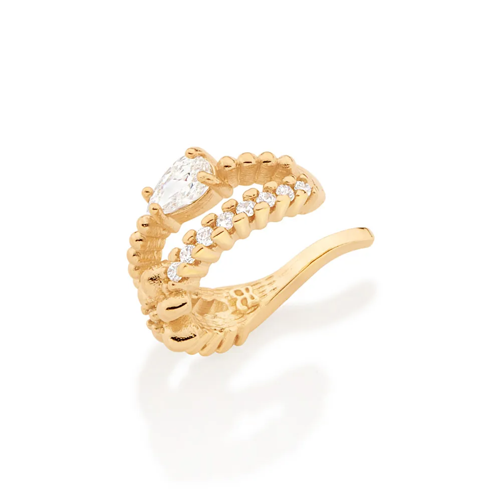 BRINCO PIERCING DE PRESSAO FLOR BANHADO A OURO 18K COM ZIRCONIAS1