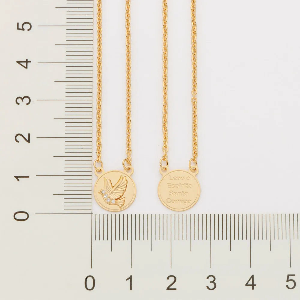 ESCAPULARIO ESPIRITO SANTO BANHADO A OURO 18K TAM.681