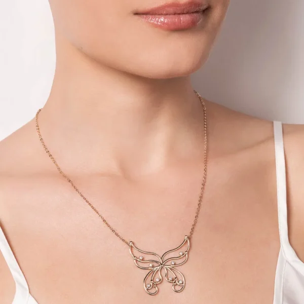 GARGANTILHA BORBOLETA BANHADA A OURO 18K COM ZIRCONIAS TAM.502
