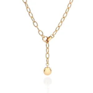 GARGANTILHA GRAVATA BANHADA A OURO 18K COM ESFERA
