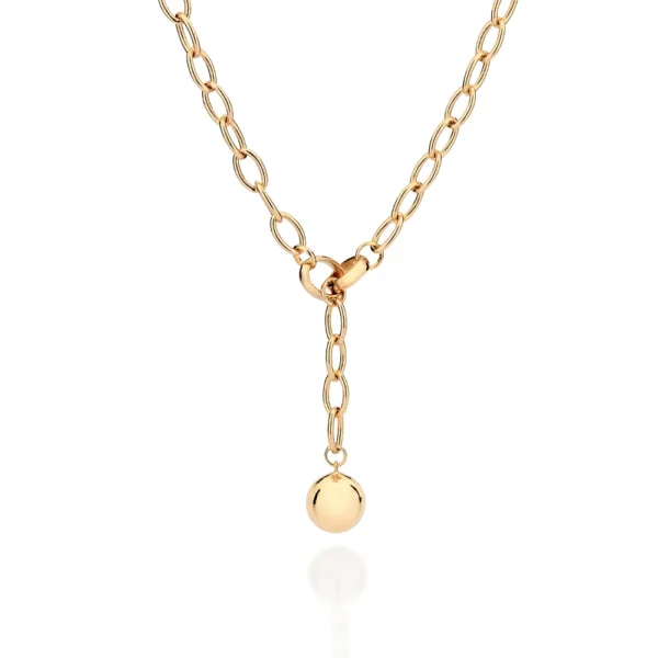 GARGANTILHA GRAVATA BANHADA A OURO 18K COM ESFERA
