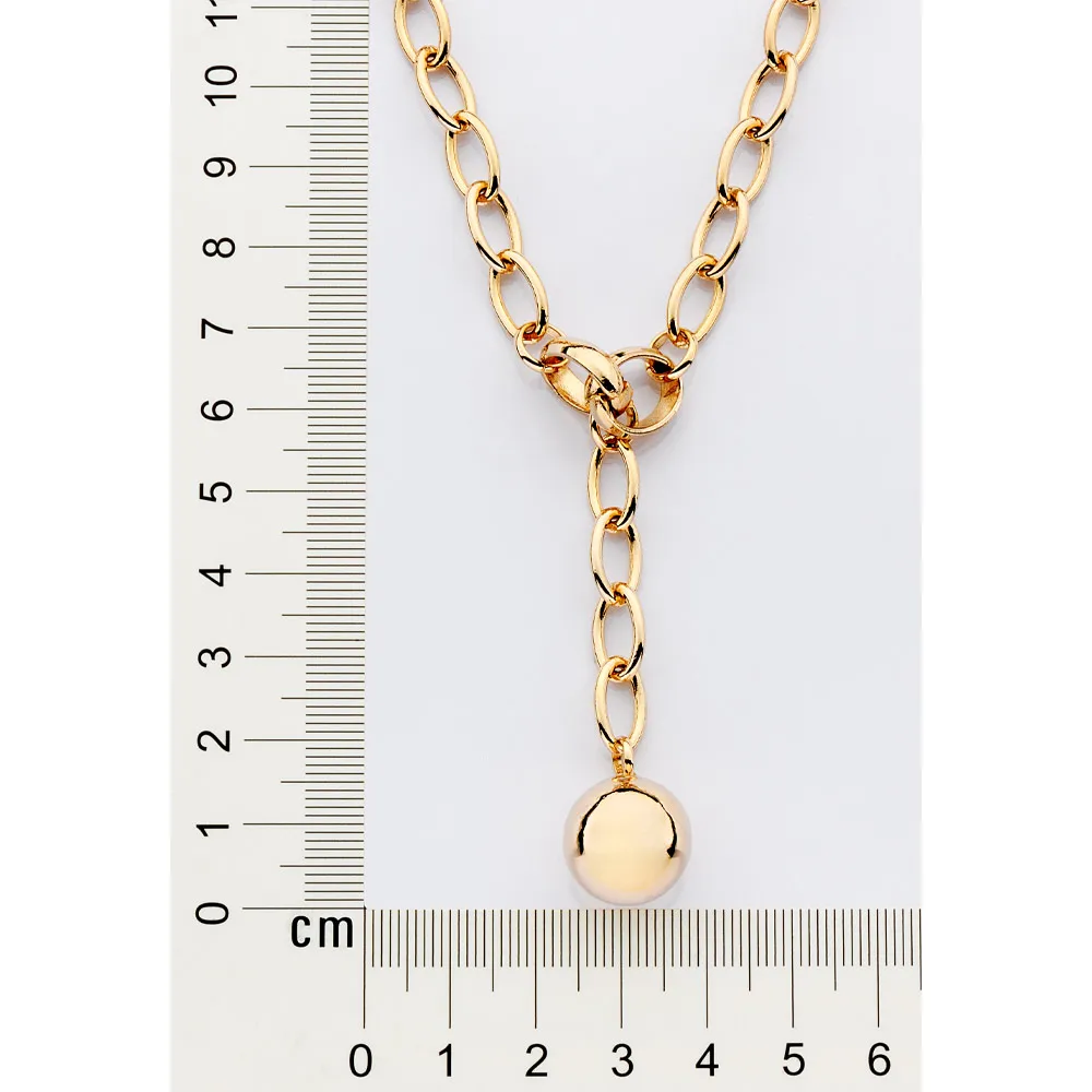 GARGANTILHA GRAVATA BANHADA A OURO 18K COM ESFERA1