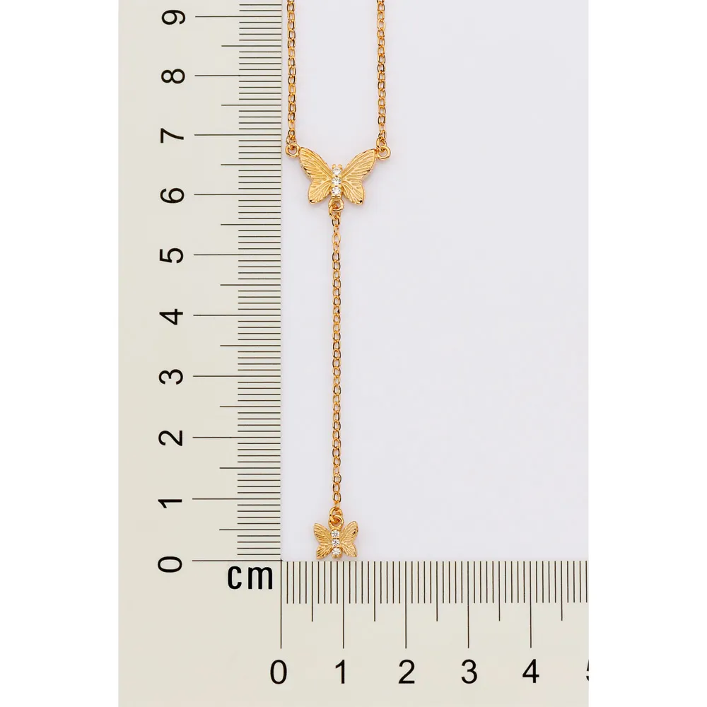 GARGANTILHA GRAVATA BORBOLETAS BANHADA A OURO 18K COM ZIRCONIAS1