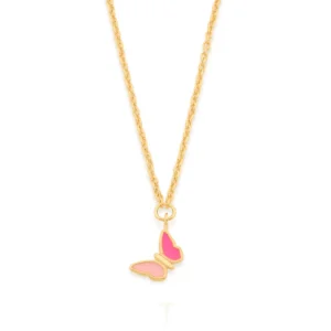 GARGANTILHA INFANTIL BORBOLETA BANHADA A OURO 18K