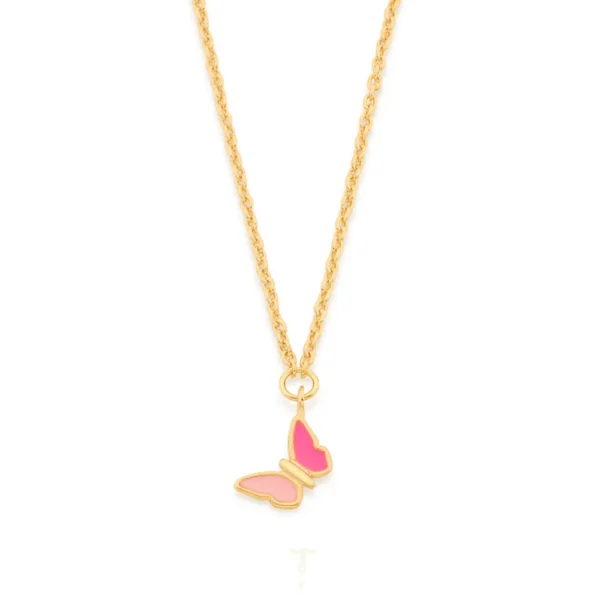 GARGANTILHA INFANTIL BORBOLETA BANHADA A OURO 18K