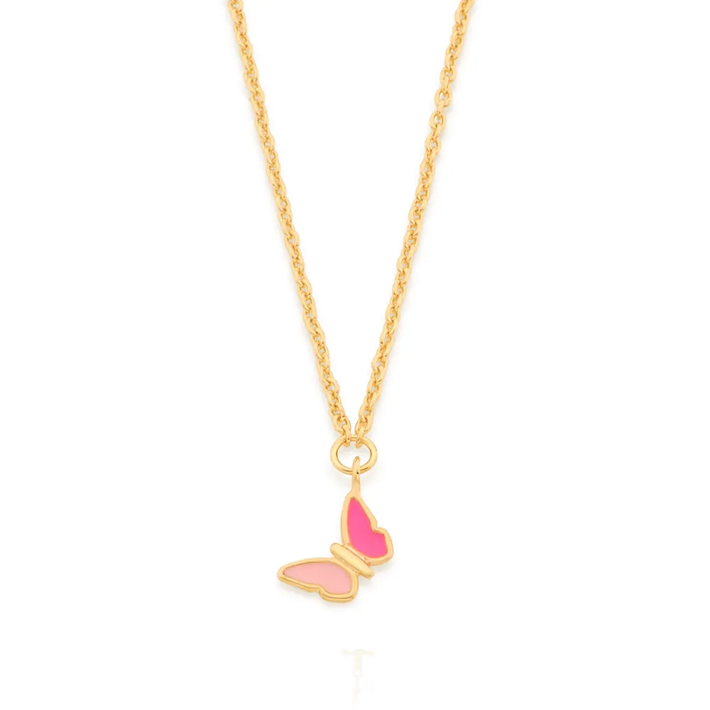 GARGANTILHA INFANTIL BORBOLETA BANHADA A OURO 18K