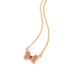 GARGANTILHA LACO DA MINNIE BANHADO A OURO 18K COM ZIRCONIAS