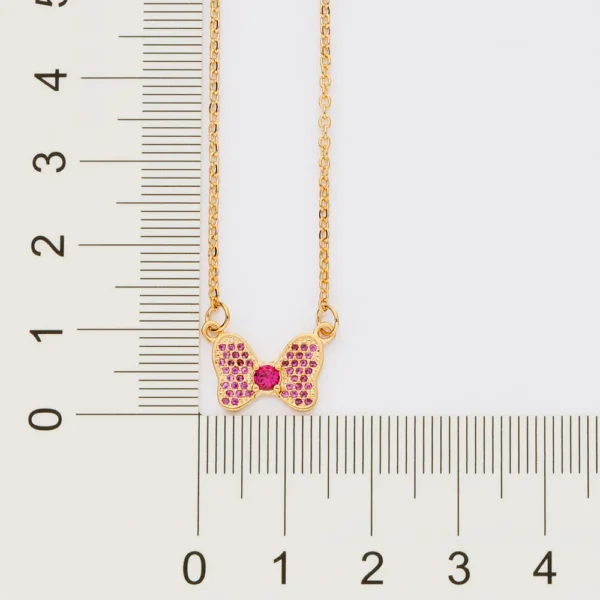 GARGANTILHA LACO DA MINNIE BANHADO A OURO 18K COM ZIRCONIAS1