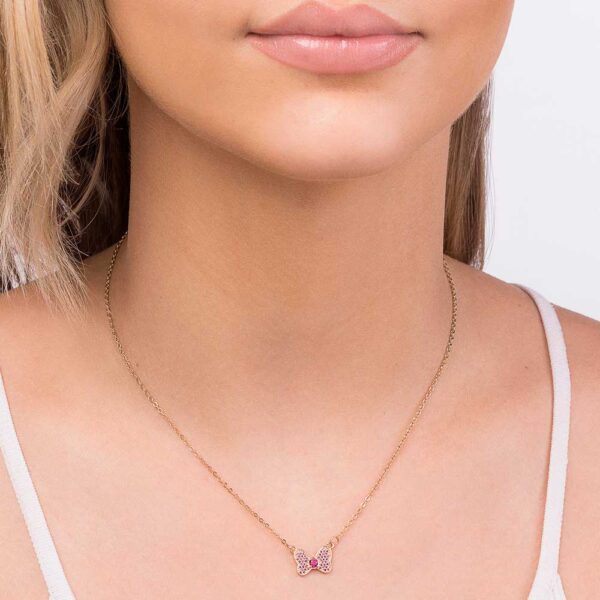 GARGANTILHA LACO DA MINNIE BANHADO A OURO 18K COM ZIRCONIAS2