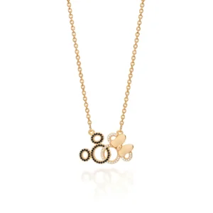 GARGANTILHA MICKEY E MINNIE ENTRELACADOS BANHADO A OURO 18K COM ZIRCONIAS TAM.50