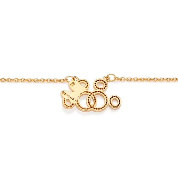 GARGANTILHA MICKEY E MINNIE ENTRELACADOS BANHADO A OURO 18K COM ZIRCONIAS TAM.501