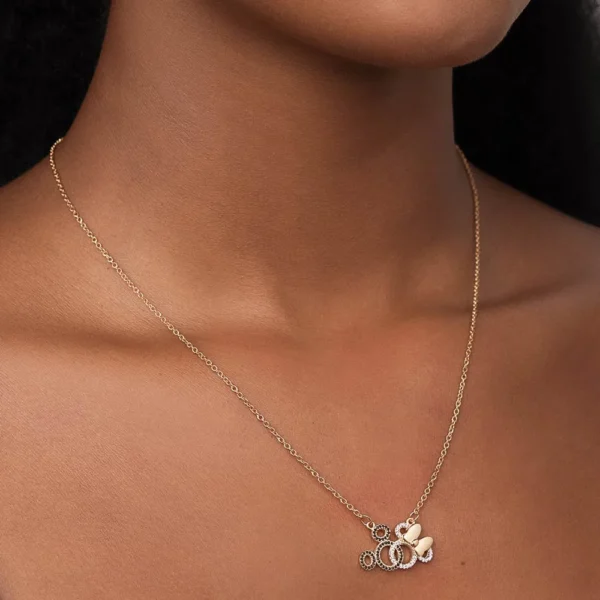 GARGANTILHA MICKEY E MINNIE ENTRELACADOS BANHADO A OURO 18K COM ZIRCONIAS TAM.503