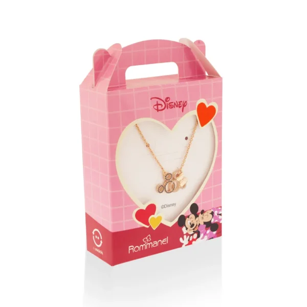 GARGANTILHA MICKEY E MINNIE ENTRELACADOS BANHADO A OURO 18K COM ZIRCONIAS TAM.504