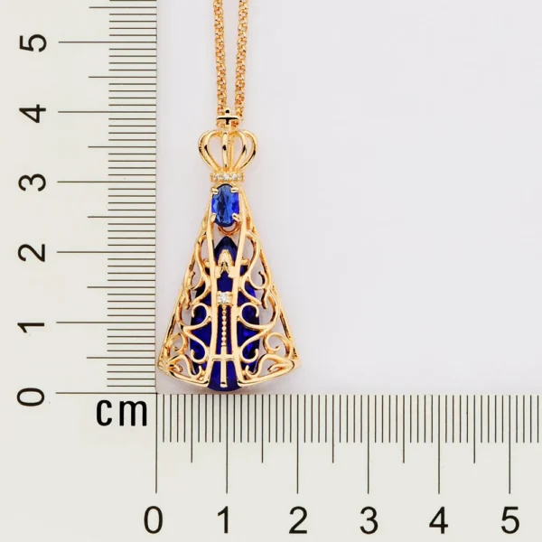GARGANTILHA NOSSA SENHORA APARECIDA BANHADA A OURO 18K COM ZIRCONIAS E CRISTAIS2