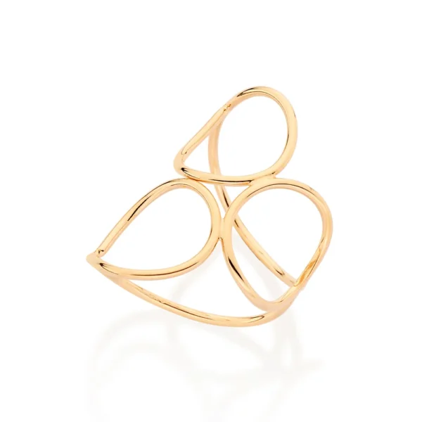 MAXI ANEL ARO DUPLO COM CIRCULOS BANHADO A OURO 18K