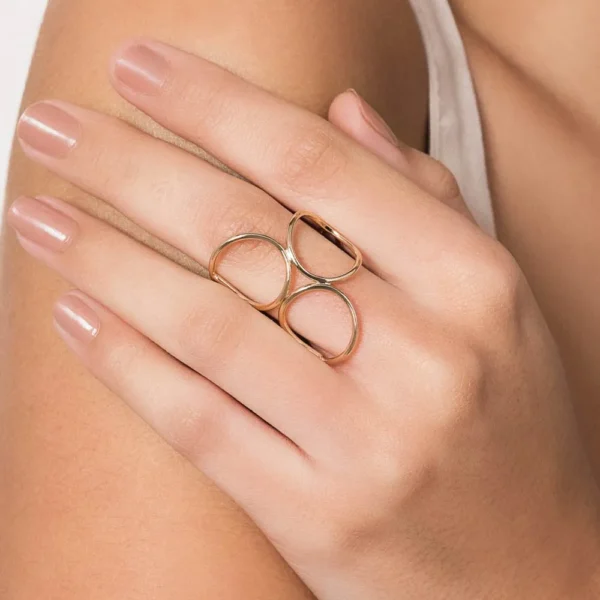 MAXI ANEL ARO DUPLO COM CIRCULOS BANHADO A OURO 18K3