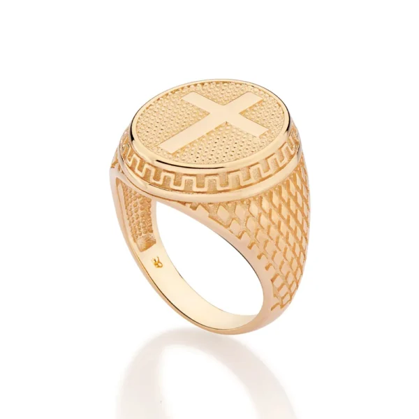 MAXI ANEL CRUZ BANHADO A OURO 18K1
