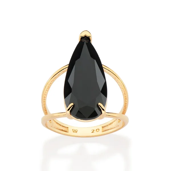 MAXI ANEL GOTA BANHADO A OURO 18K COM CRISTAL